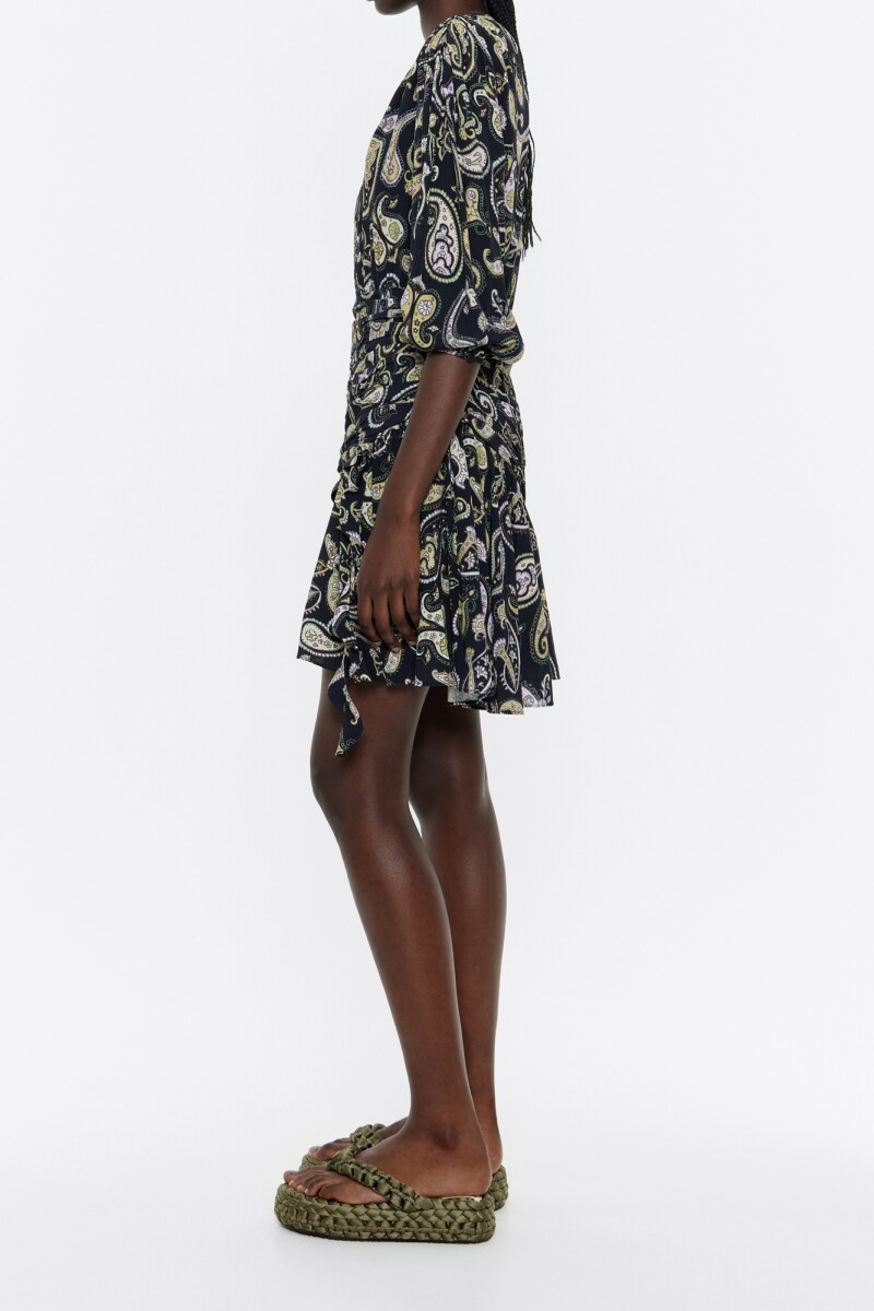 VESTIDO MINI VUELO PAISLEY Negro