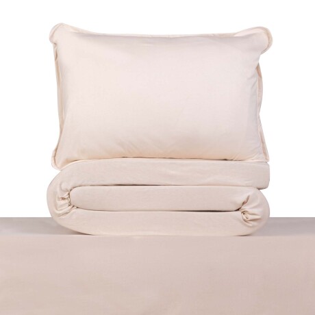 JUEGO DE SÁBANA 1 PLAZA ALGODON NATURAL-BEIGE MALLA JERSEY CRUDO