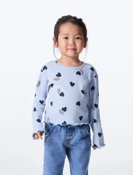 BLUSA INFANTIL ESTAMPADA CELESTE