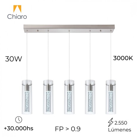 Colgante led lineal cinco cilindros efecto agua 30W Colgante led lineal cinco cilindros efecto agua 30W