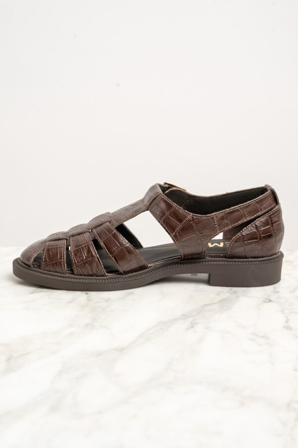 Cangrejera Cuero Croco Marrón