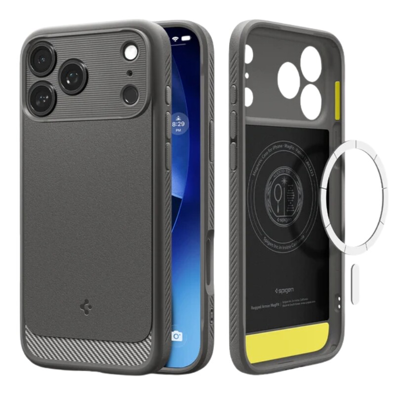 Case Spigen iPhone 17 Pro Max Rugged Armor MagFit Gray 09887 Case Spigen iPhone 17 Pro Max Rugged Armor MagFit Gray 09887