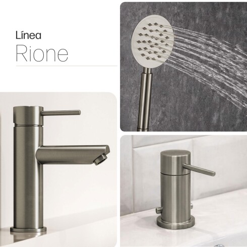 JUEGOS DE GRIFERIA LAVATORIO SATINADO-CEPILLADO RIONE GRIS-BRUSHED NICKEL
