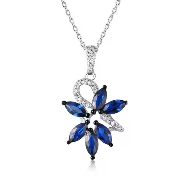 DIJE PLATA FLOR AZUL PLATA 925 L6gjb14347-p