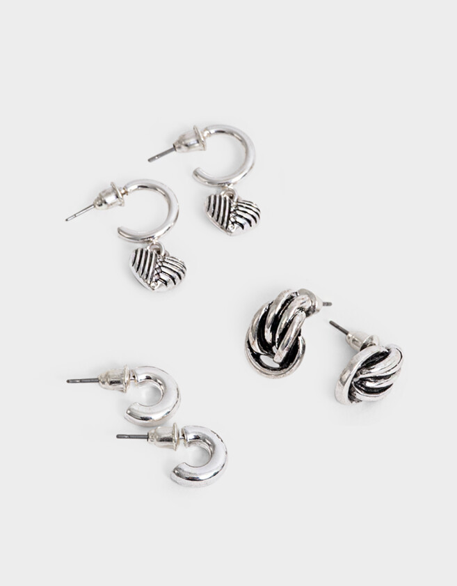 Aros Sets Bañada en Plata Aro Set Bañado En Plata - Plateado
