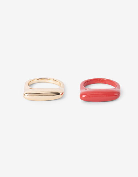 Sets Anillos Color Set Anillos Metal Y Rojo - Rojo Cereza