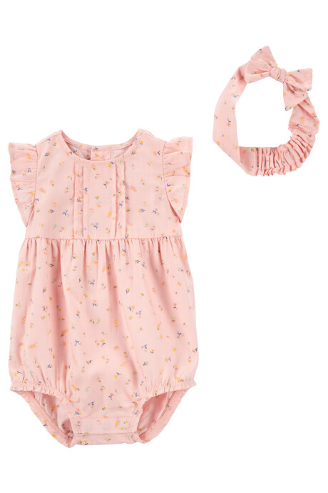 Body bombachudo de algodón, con vincha, diseño floral Body bombachudo de algodón, con vincha, diseño floral