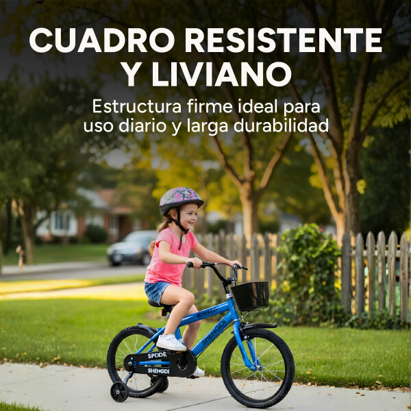 Bicicleta Infantil Shengdi R16 Canasto Parrilla Guardabarros Azul 1