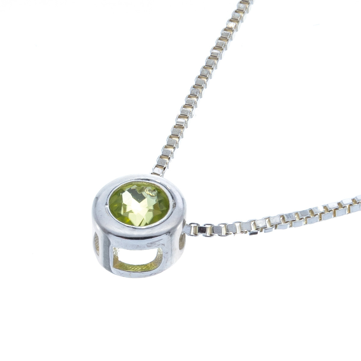 Conjunto de plata 925 cadena y punto de luz PERIDOTO 