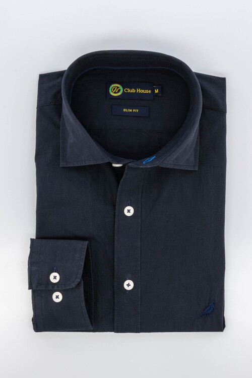 Camisa Short collar Azul marino