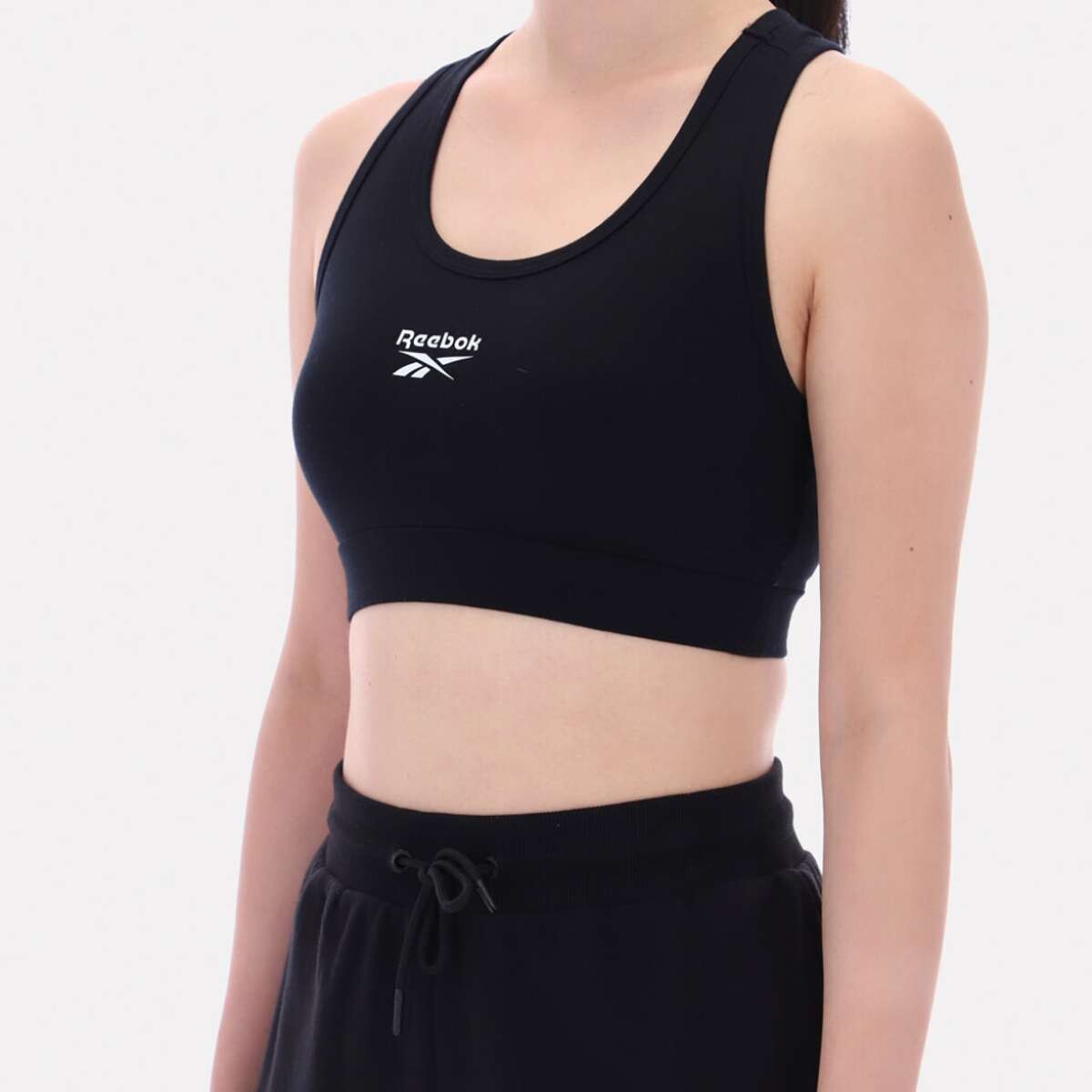 Piper scoop neck small logo bra top - Negro 