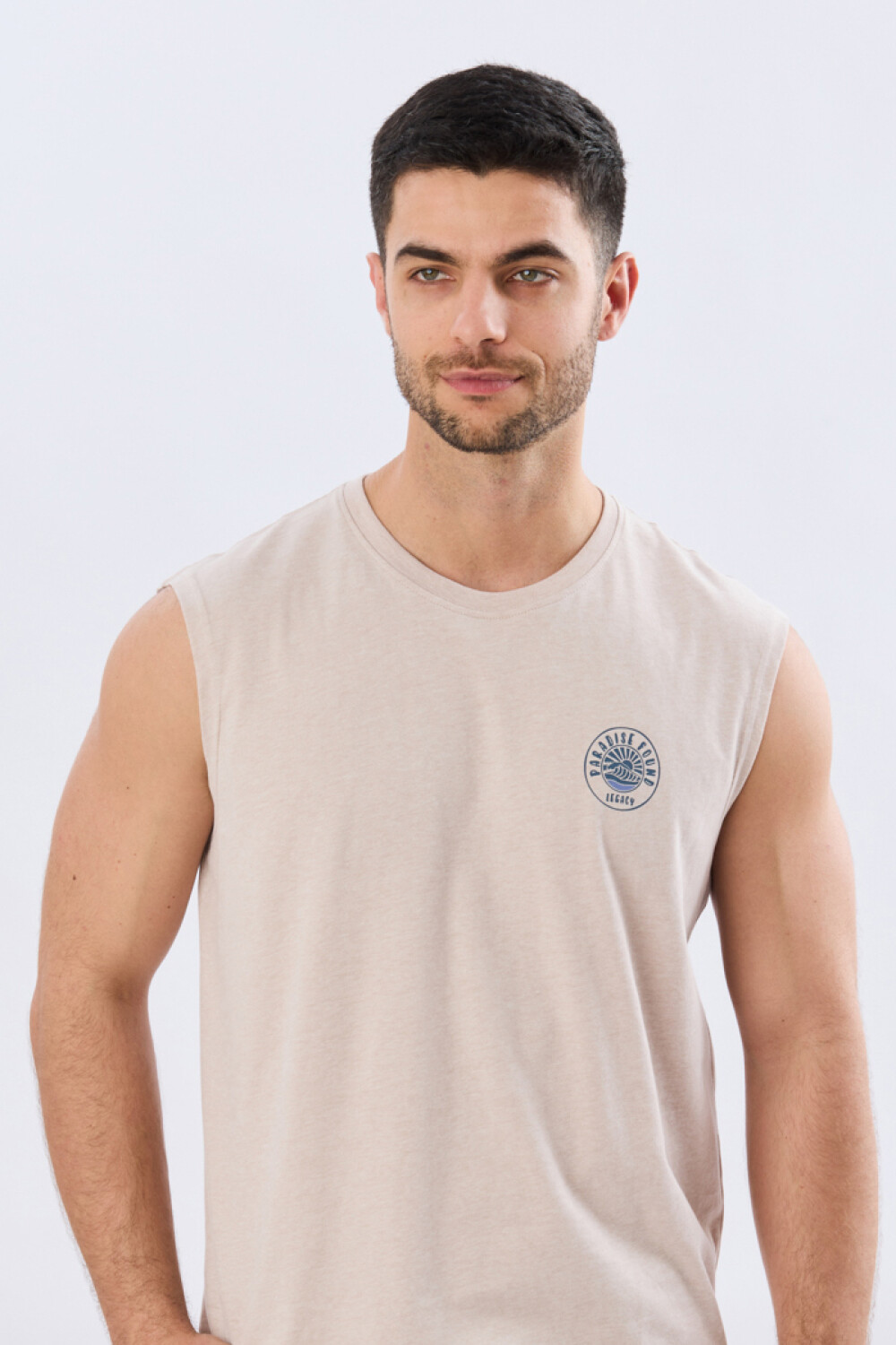 MUSCULOSA ESTAMPADA DE ALGODÓN Beige