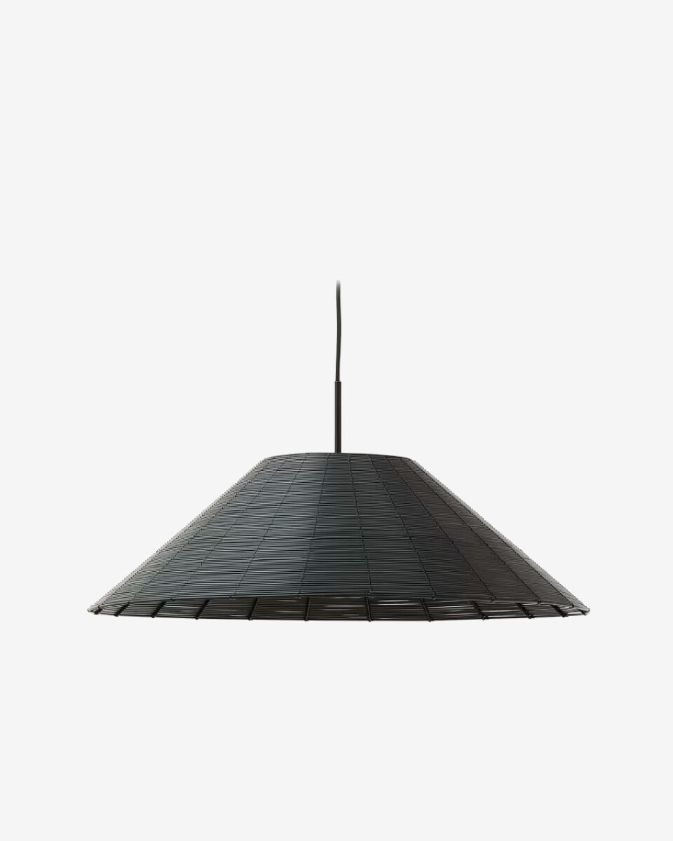 Pantalla para lámpara de techo Saranella de ratán sintético negro - Ø 70 cm 