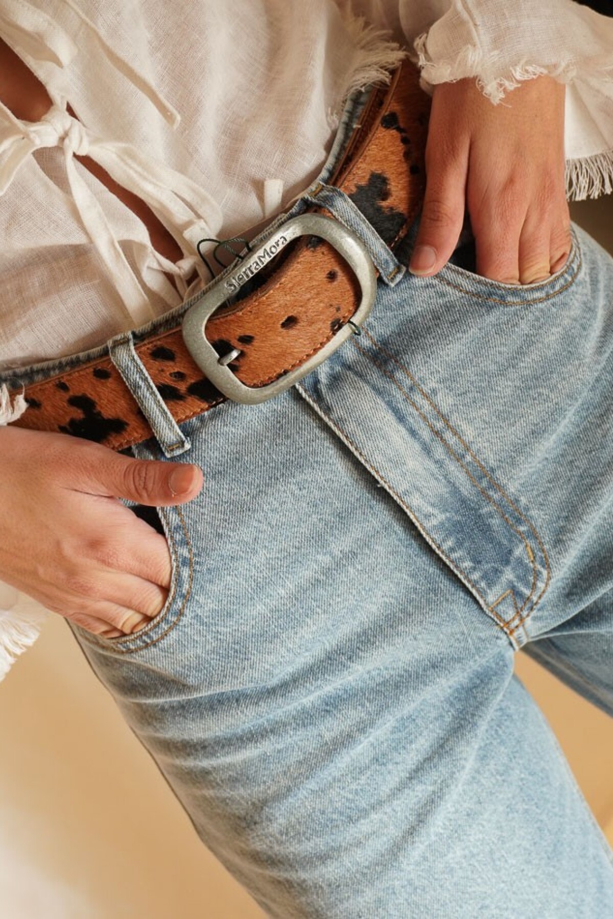 Print Belt Camel / Plateado