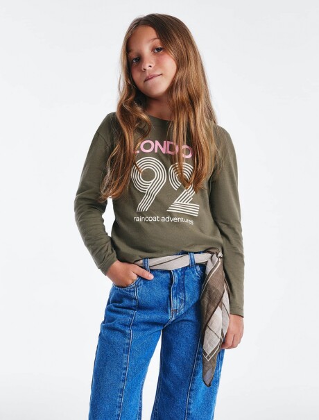 BLUSA DE MANGA LARGA CON ESTAMPADO VERDE