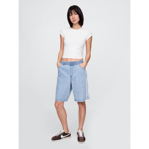 DENIM LONGLINE SHORT LT ELIN SIDE STRIPE LIGHT INDIGO 1