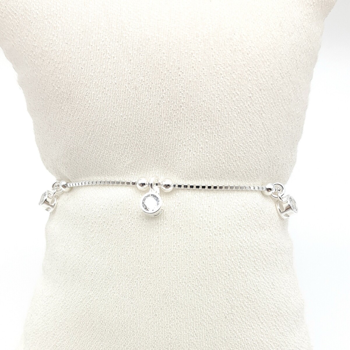 Pulsera de plata 925 con circonias, PUNTO DE LUZ. 