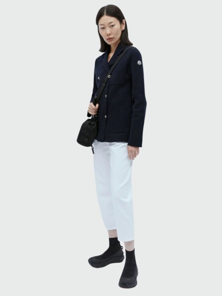 Moncler -Pantalón de tiro alto y corte recto, Moncler Negro