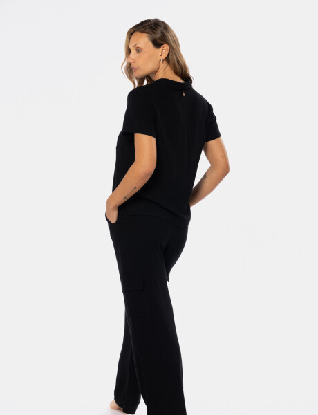 PANTALON CARGO DE LINO Negro