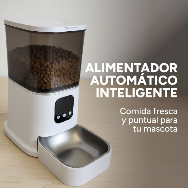 Comedero Dispensador Automático Inteligente Wifi Perro Gato Color Blanco Negro
