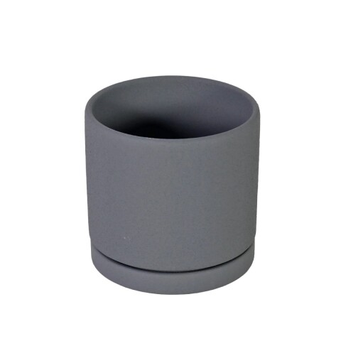 MACETERO CERAMICA GRIS OSC C/BASE 11X10.5CM Unica