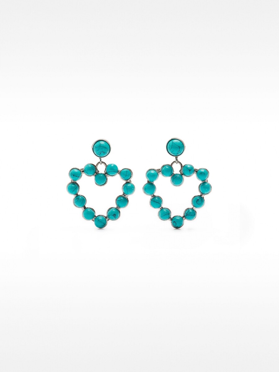 Pendientes De Corazón Con Piedras azul