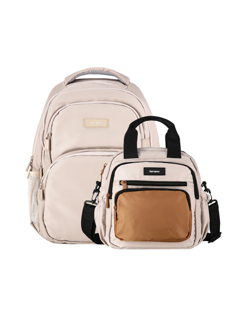 Kit Mochila y Lunchera Quid AirFlow - Beige 