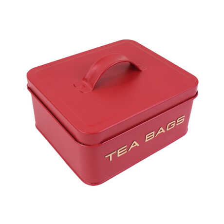 Caja de te metalica rojo con dorado Caja de te metalica rojo con dorado