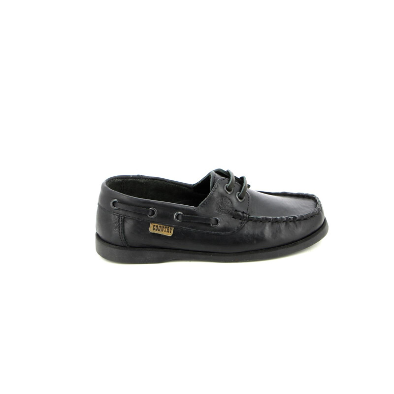 Zapato Country de Niño Náutico Vaqueta Cuero Negro