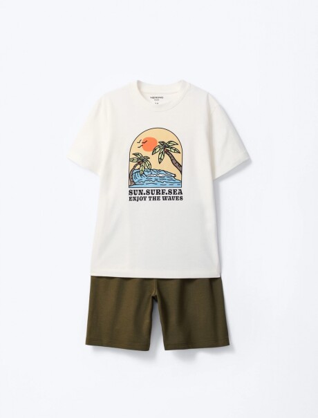 CONJUNTO INFANTIL CON ESTAMPADO BEIGE