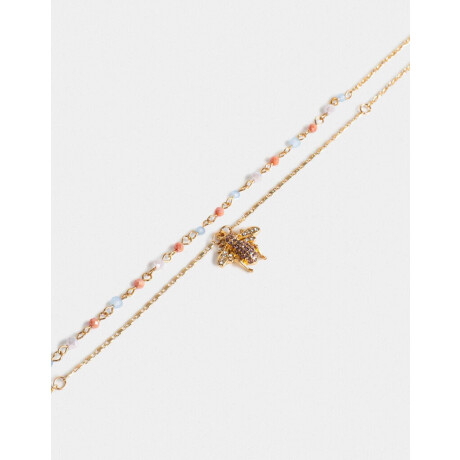 Collar Corto Dije Abeja Strass Dorado