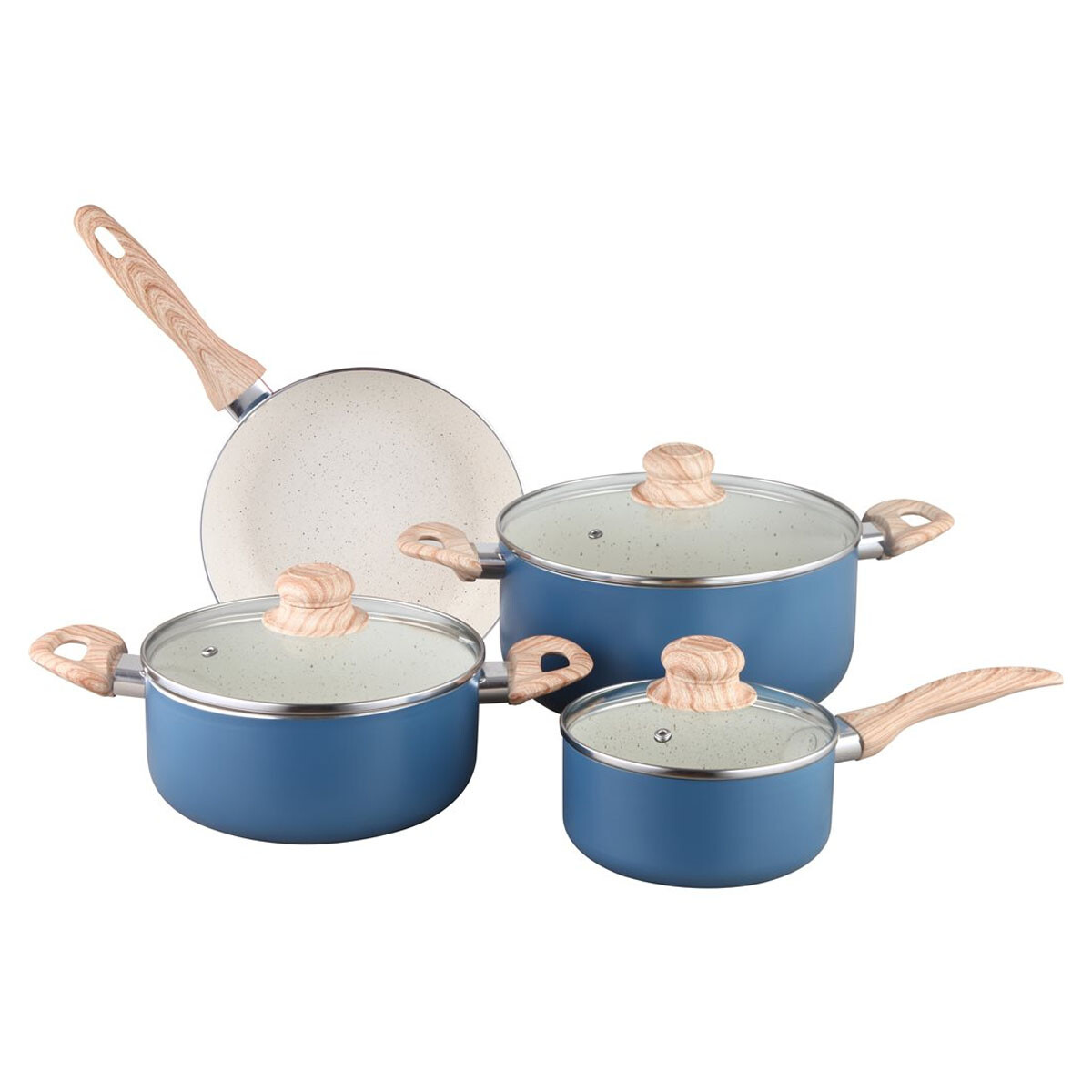 Juego de Batería Antiadherente Cocina 7P c/Tapa Selecta Plus - Azul 