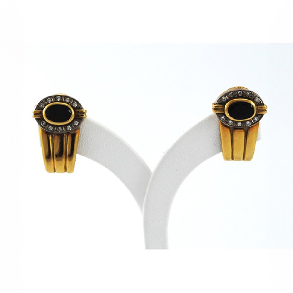 Caravanas Oro 18K Con Brillantes Y Zafiro Caravanas Oro 18K Con Brillantes Y Zafiro