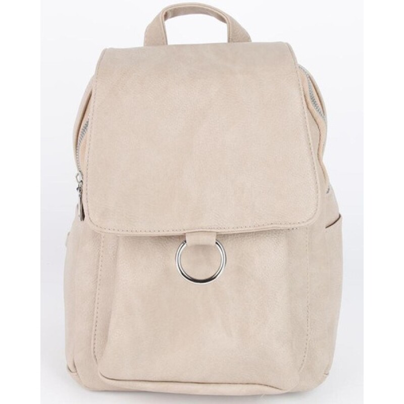 Mochila Canva con tapa y argolla Beige