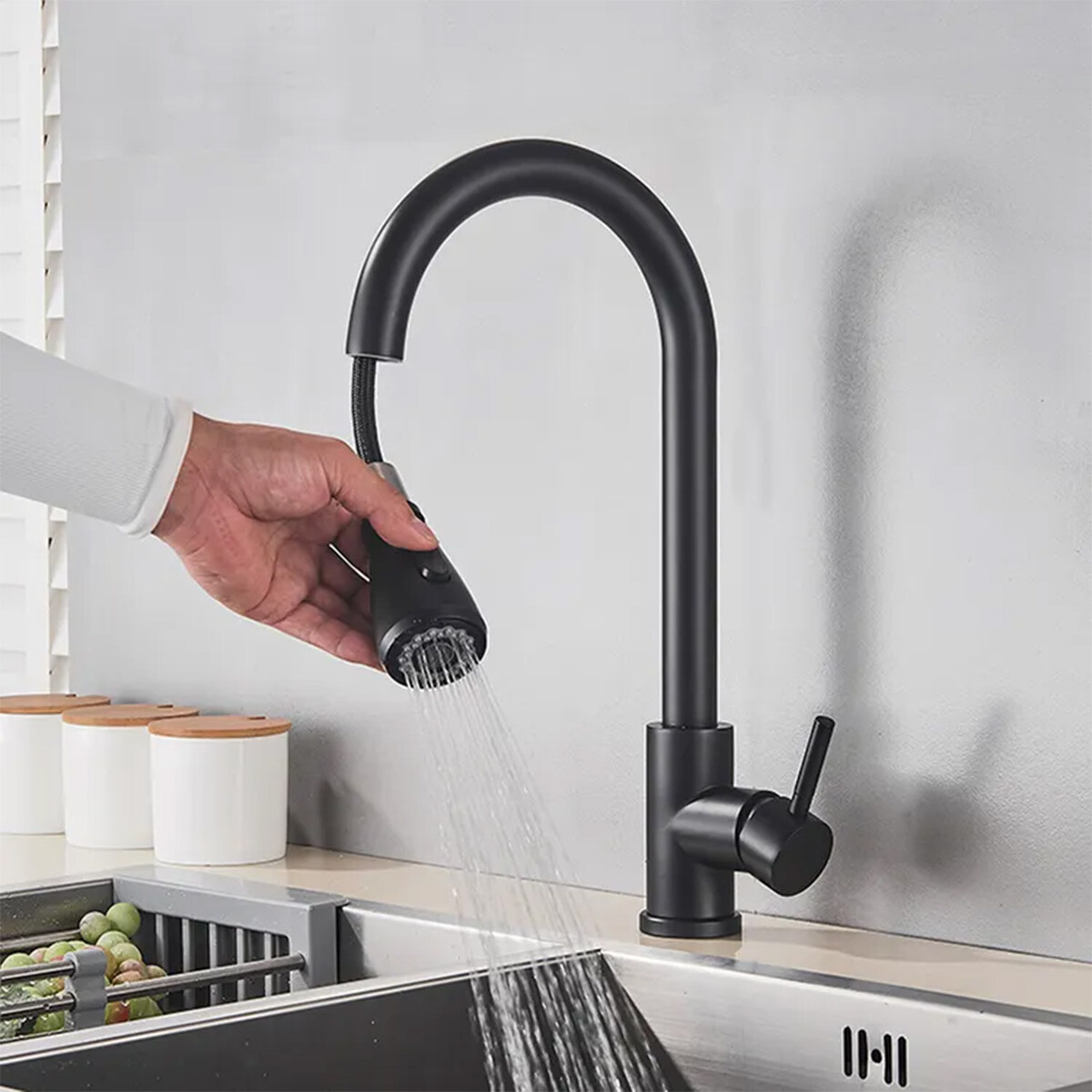 Canilla monocomando extensible - NEGRO 