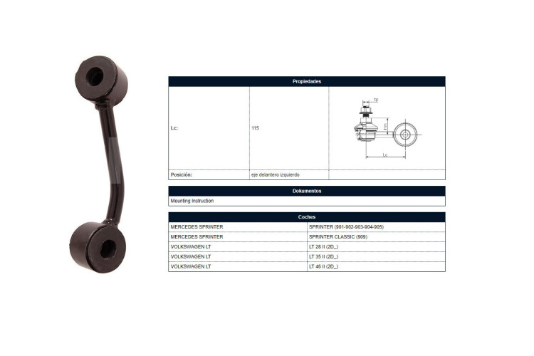 Bieleta Mercedes Benz Sprinter 310D 312D 410D 412D 97-03 Izq Bieleta Mercedes Benz Sprinter 310D 312D 410D 412D 97-03 Izq