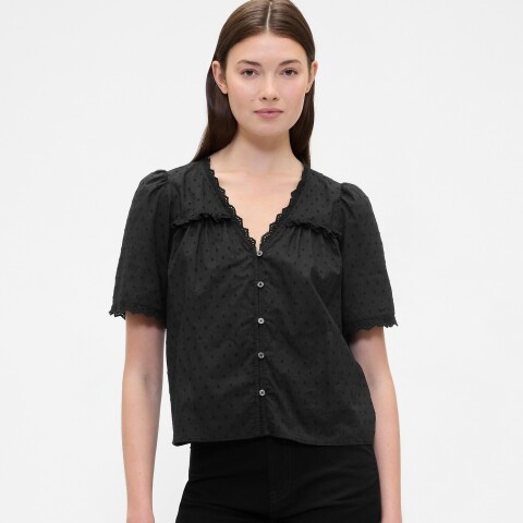 V-SS VNK RUFFLE LACE TOP BLACK 22