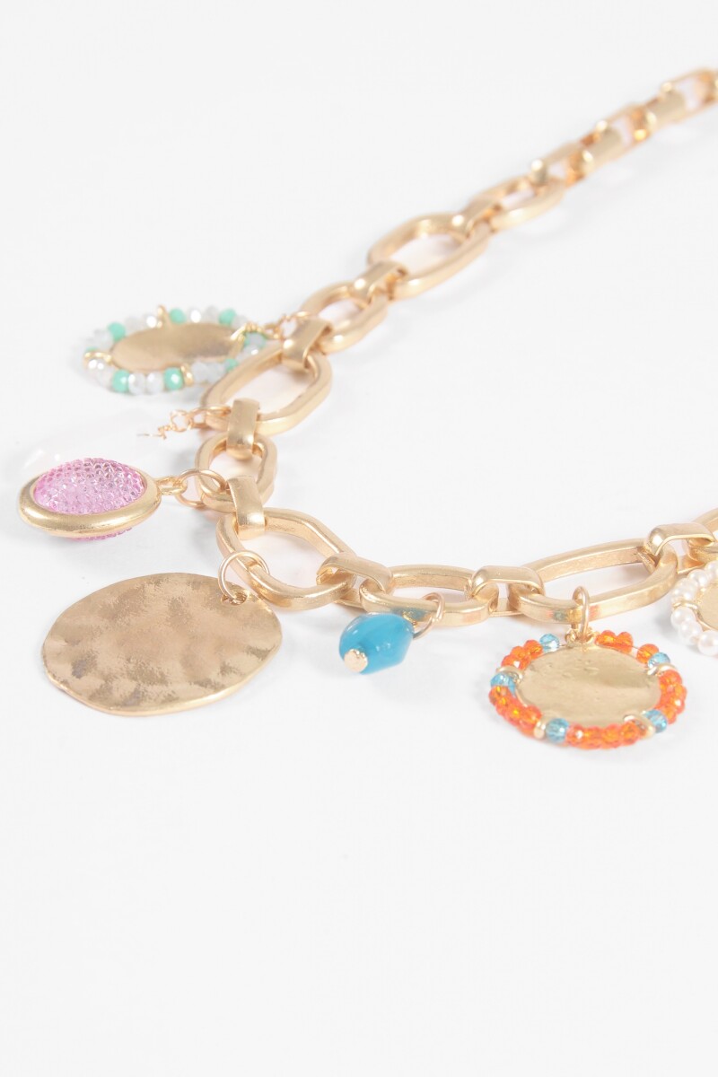 Collar cadena dijes medalla dorado
