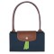 Longchamp -Cartera Longchamp plegable de nylon con cierre y asa larga, Le pliage M Azul