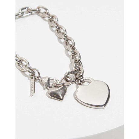Pulsera Con Corazones Plateado Rodio