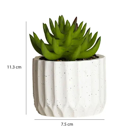 Mini Planta Artificial Decorativa Maceta Acanalada Cemento Verde Claro