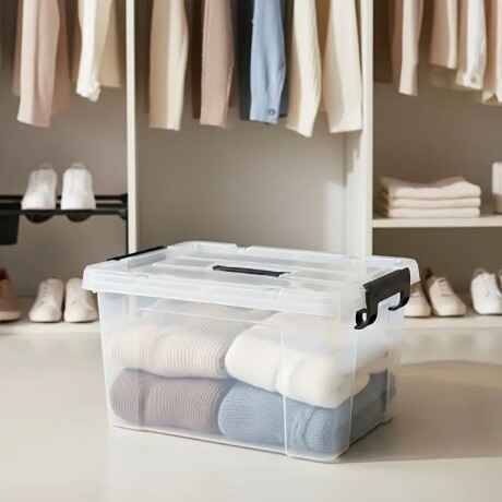 Caja de Almacenamiento Transparente con Rueditas 65L / 50cm x 39cm x 30cm Caja de Almacenamiento Transparente con Rueditas 65L / 50cm x 39cm x 30cm