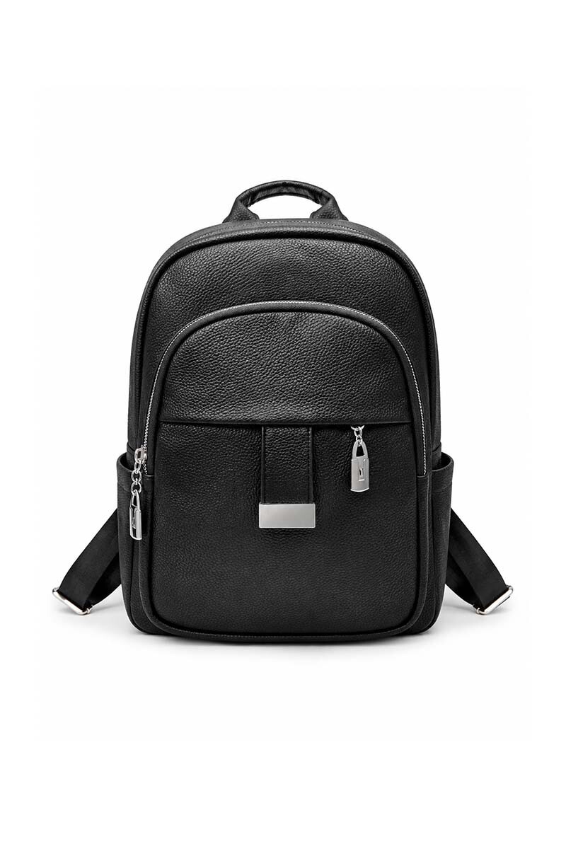 Mochila ecocuero bolsillos y cierres 