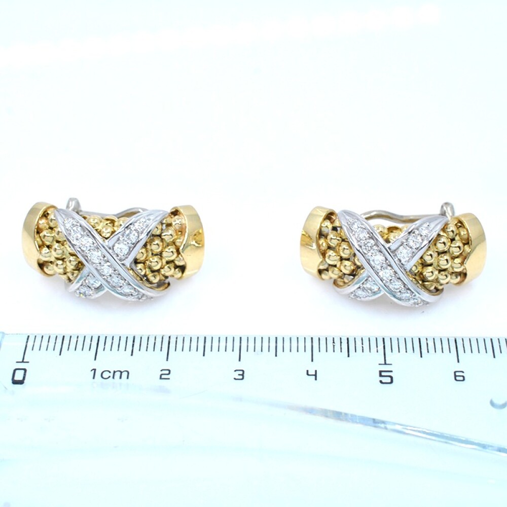 Caravanas clips combinadas en oro 18k con brillantes Caravanas clips combinadas en oro 18k con brillantes
