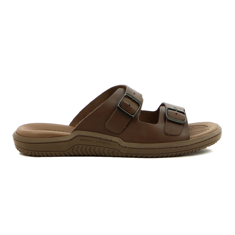 Country Sandalia Hombre Doble Tira C/ Hebilla Marron Oscuro