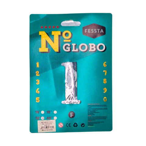 Globo Número Fessta 32" Plateado UNO