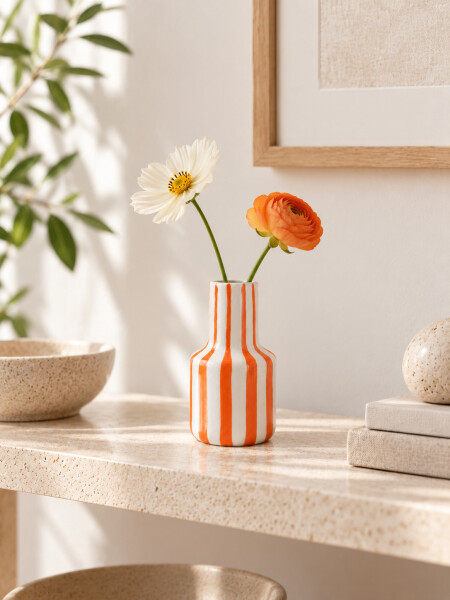 FLORERO DE CERAMICA MILAN NARANJA