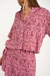 Camisa Estampada Lurex Rosa