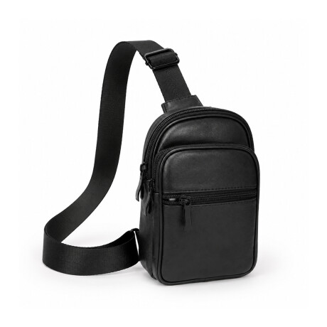 Morral mochila cruzado de cuero 13x21x5cm Negro