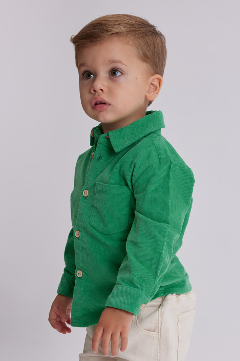 Camisa manga larga de pana Verde